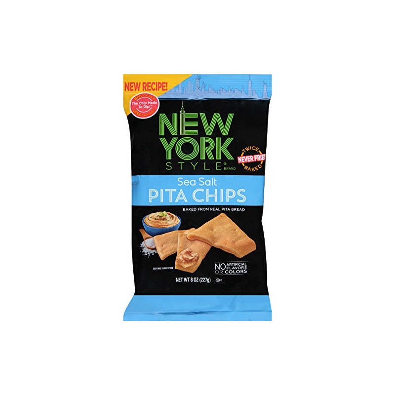 New York Style Pita Chips, Sea Salt, 8 Ounce (Pack