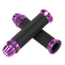 EVGATSAUTO Motorcycle Handlebar Grips, Motorcycle CNC Aluminum Rubber Handlebar Hand Grips for 7/8 Handle Bike (Purple)