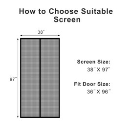 MAGZO Magnetic Screen Door Fit Door Size 36 x 96 Inch-Black, Screen Size 38" x 97" Self Sealing Mesh Screen for Sliding Door