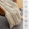 Ultra Soft Pre-Washed Quilted Boho Throw Blanket, Ruffle Fringed Beige