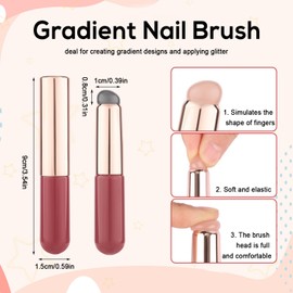 3uds Pinceles para Uñas Silicona, Reutilizables Cepillo Degradado de Uñas Cepillos para Uñas con Cabeza de Gelatina de Silicona para Herramienta de Manicura con Punta de Uñas Francesa