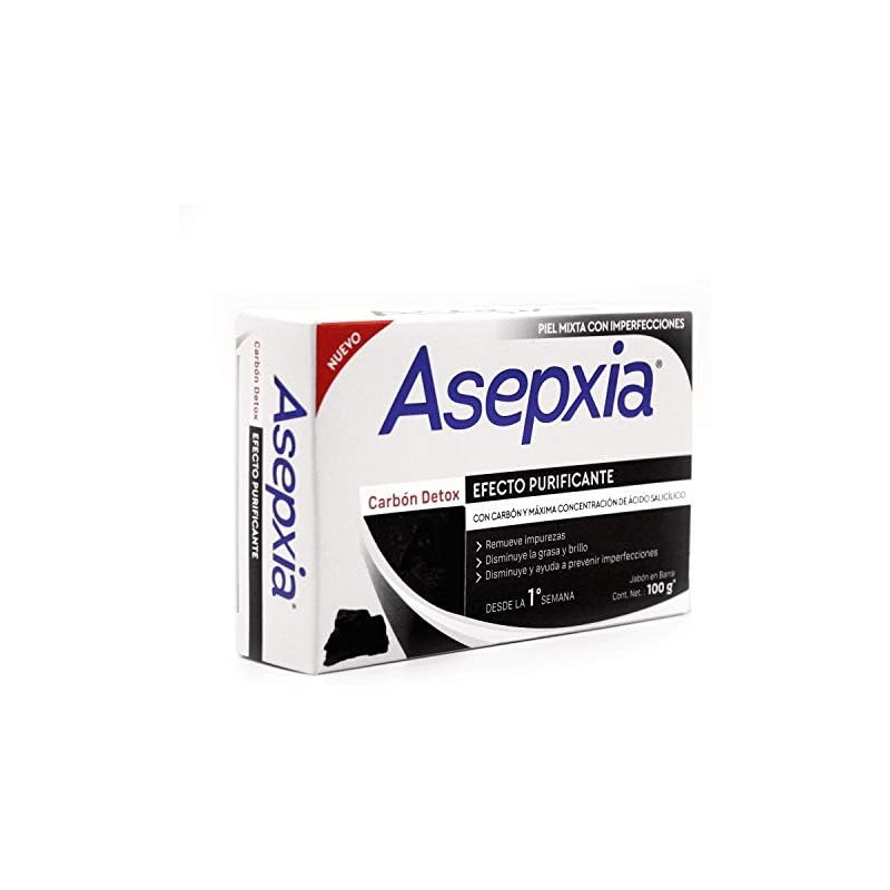 ASEPXIA Carbón Detox Jabón en Barra, Efecto purificante, remueve toxinas