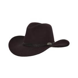 Outback Trading Company Men's 1307 Shy Game Water-Repellent Crushable UPF 50 Australian Wool Western Cowboy Hat, Brown, Small