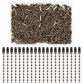 Lemonkey 100Pcs Ball Beads Chain Bulk,Bronze Keychain Rings Metal Chain,4 Inch Dog Tag Metal Small Chains with Connectors for Hanging Decoration