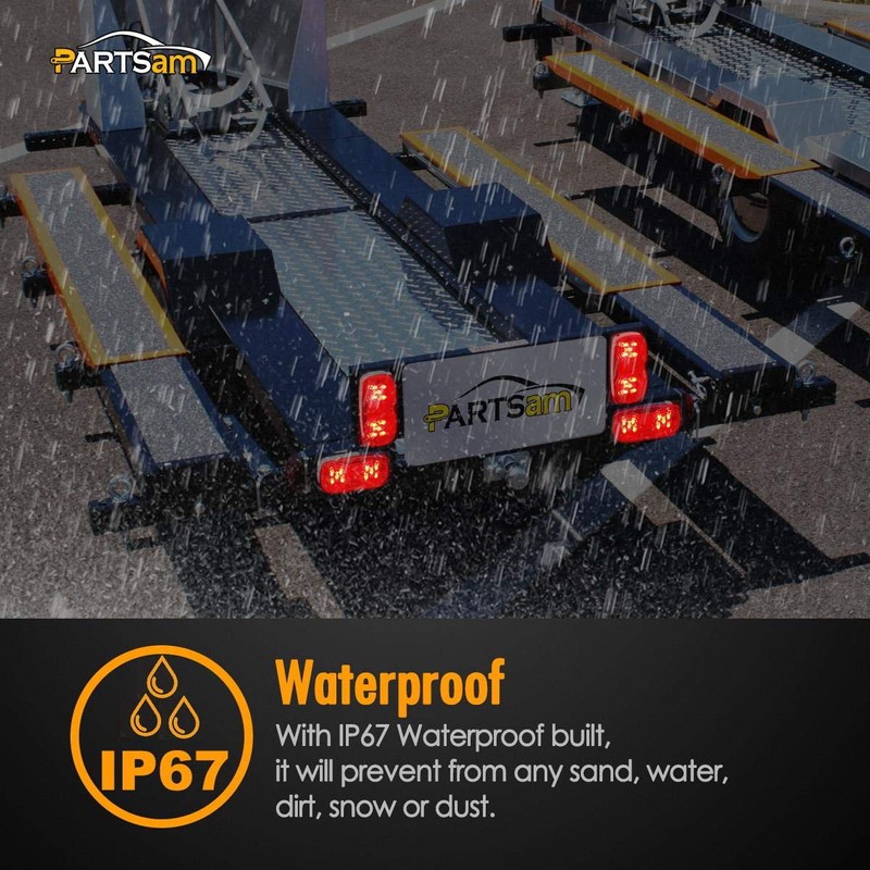 Partsam 14x Red/Amber Double Bullseye led Light Side Marker Clearance
