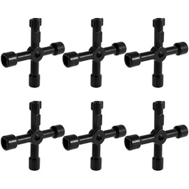 Utilities - Llave de cruz de aleación de zinc de 4 vías, multifuncional, profesional, ligera, portátil, herramienta de reparación para apertura de gabinete (negro, 6 unidades)