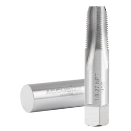 Accusize Industrial Tools 1/8 Inch-27, 4 Flutes H.S.S. Taper Pipe Tap-Npt, 2-1/8 Inch Oal, 3/4 Inch Thread Length, American Standard, Npt-18