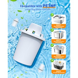 Dog Water Fountain Filter Replacement for PETNF Stainless Steel Pet Fountain Replacement Filters for D2223,D2341,D2322,D2340 Models,Lasts Two Months,7 Layer Vertical Filtration for Fresh Water