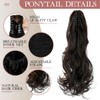 FELENDY Ponytail Extension Claw 18" Dark Brown Mix Light Auburn