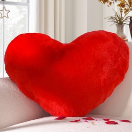 Yhoelata Heart Cushion, Rose Red Heart-Shaped Cushion, Cuddly Cushion, Love Decorative Cushion, Aesthetic, Plush Cushion for Living Room, Sofa, Child, Bedroom, Bed, Gift, 37 x 47 cm