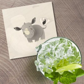 Unbranded Funny Rhino Animal 4'' X 4'' Square Wooden Coaster