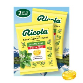 Ricola Sugar-Free Lemon Mint Throat Drops 210 Ct Herbal Cough Relief Lozenges