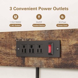 Anycoo Bakers Rack with 3 Power Outlets, 4-Tier Kitchen Microwave Stand with Storage, Freestanding Kitchen Shelf Stand 23.6”L x 15.7”W x 51.2”H, Rustic Brown Coffee Bar Table