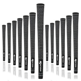 Karma Velour 13 Piece Golf Grip Set, Black/White Jumbo Plus Rubber Velvet Style +1/8” Oversized Replacement Golf Club Grips for Men