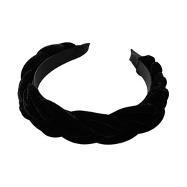 ccHuDE Velvet Head Band Braided Fashion Hairband Non Slip Soft Headband Decorative Hair Band Vintage Fashion Headband Wide Solid Color Hair Hoop Black
