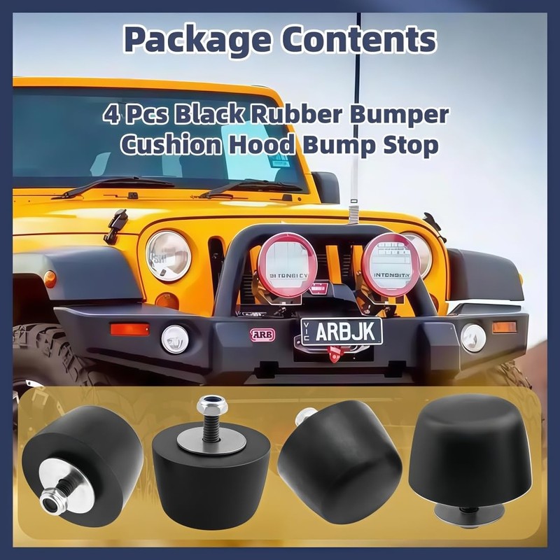 4Pcs Black Rubber Bumper Cushion Hood Bump Stop Fit for