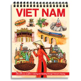 SOUTHERN LOTUS Vietnam Spiral Coloring Book for Adults Women Color Landscapes to Relieve Stress