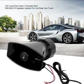 Car Siren Speaker 12V 100W 120dB Vehicle Sound Horn with Microphone 7 Tones PA Speaker System
