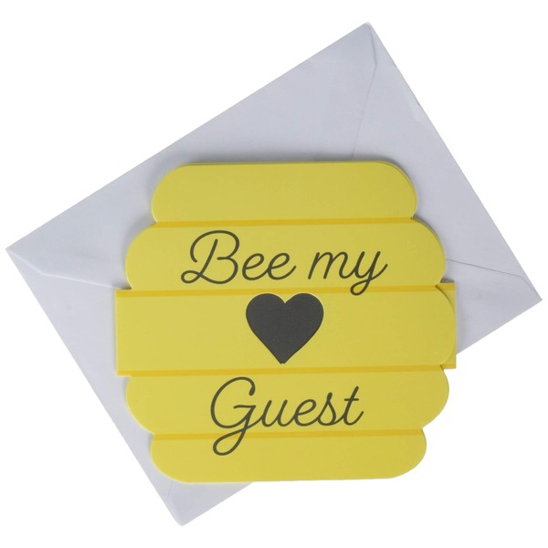Creative Converting Bumblebee Baby Invitations, 4.5" x 4.5", Multi-color
