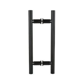 Top Hardware Stainless Steel 304 Grade Back to Back Shower Door Ladder Pull Handle for 3/8”~ 1/2” inch Glass Thickness (Matt Black Finish, 12 in (Center to Center: 8 in))