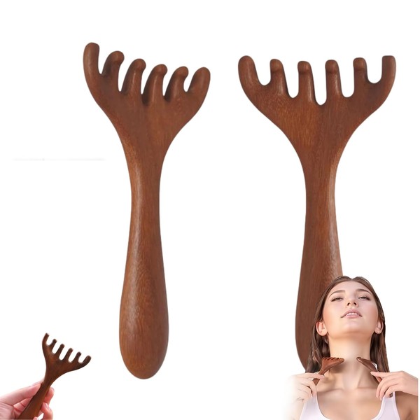 2PCS Head Massager Scalp,Wooden Head Scratcher for Stress Relief &