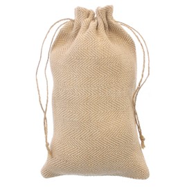 CleverDelights 6 x 10 Inch Herringbone Burlap Bags - 10 Pack - 6x10 Jute Cotton Blend Drawstring Gift Pouches