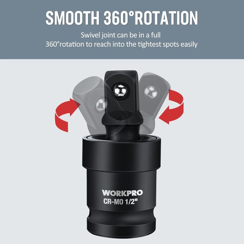 WORKPRO Impact Universal Joint Set, 3 Piece-1/2", 3/8", 1/4"Inch Drive