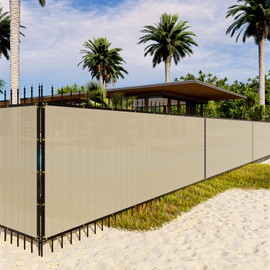 INFRANGE Heavy Duty 195GSM Beige 14' x 18' Fence Privacy Screen Windscreen,with Bindings & Grommets Mesh Shade Net Cover for Wall Garden Yard Backyard-Cable Zip Ties Included