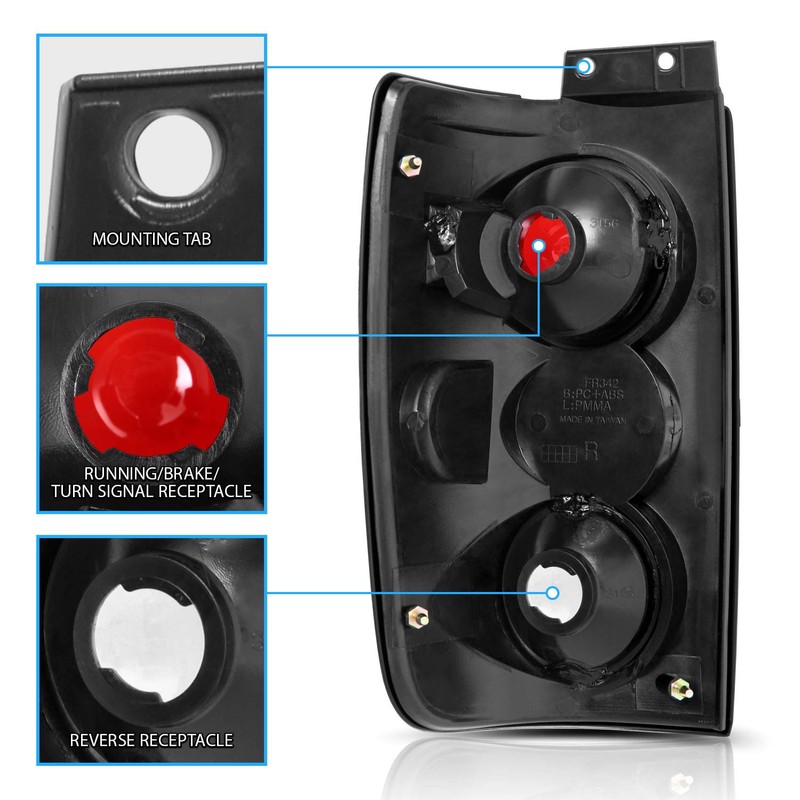 AmeriLite Black Replacement Brake Tail Lights Set for 1997-2002 Ford