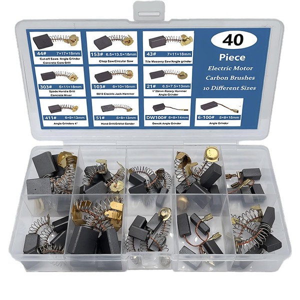 Teocpai 40PCS Electric Motor Carbon Brushes Replacement Repair Tool Set
