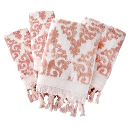 SKL Home Mirage Fringe 2 Bath, 2 Hand Towel Set, Blush