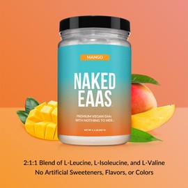 NAKED Mango EAAs Amino Acids Powder, Vegan Essential Amino Acids, Instantized All Natural EAA Powder Supplement 1.1LB - 26 Servings