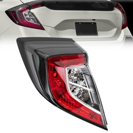 Halogen Tail Light Assembly, Outer Taillight, For 2017-2021 Honda Civic Hatchback, For 2017-2019 Honda Civic Type R, 33500TGGA02, 33550TGGA02 (Driver Side Taillight)