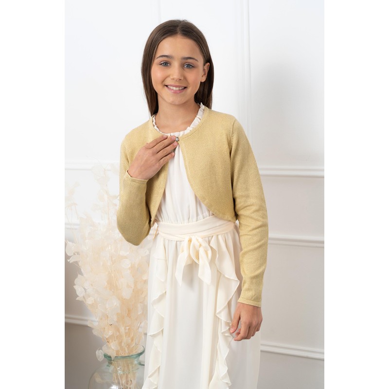 BlackButterfly Children's Long Sleeve Bolero Sparkle Cardigan Girls, gold