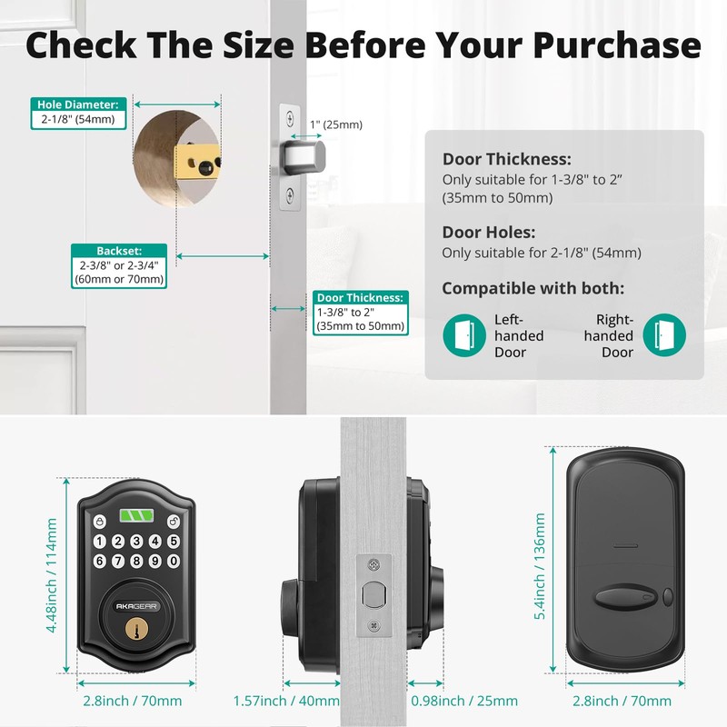 AkaGear Keyless Entry Door Lock with Keypad - Smart Deadbolt