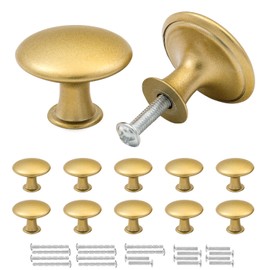 Misuyue Furniture Knobs, Gold, Cabinet Knobs, Matte Gold, Drawer Knobs, Cabinet Handles, Gold Modern Vintage, Pack of 10 30 mm Knobs for Cupboards, Drawer, Furniture, Kitchen Cabinets, Wardrobe
