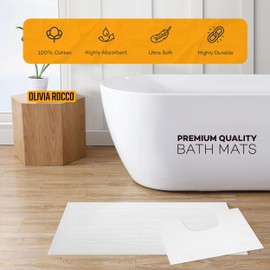 Olivia Rocco Monaco 2 Piece Bath Mat & Pedestal Set, Super Soft Cotton Non Slip Bathroom Set Water Absorbent Bathmats for Bathroom Floor Quick Dry Bath Rug Foot Mat, White