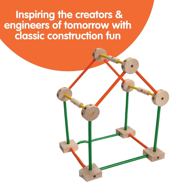 Schylling MKT Super Makit Classic Wood Construction Toy, 3+ years,