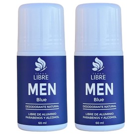 Desodorante Natural Hombre Roll On Blue 60ml 2 Pza