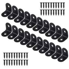 20 Pcs L-Shaped Hardware L Angle Stainless Steel Angle 20 x 20 x 15 mm Bracket L-Shaped Corner Bracket with Dedicated Screws Shelf Fixing Furniture Fixing Lattice Hardware Joint (Black)