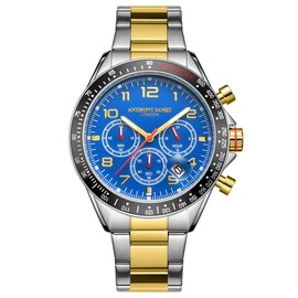 Anthony James Tachymeter Sport Automatic Wrist Watch for Men, Hand Assembled Water and Scratch Resistant Analog Wrist Watch with Split Seconds Counter, Analog Watches for Men, 5 Year Warranty, gold,
