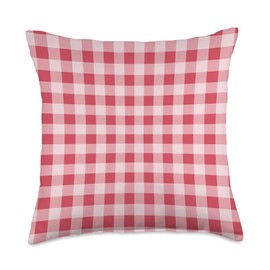 Red and White Vichy Check Red and White Gingham Checker Pattern Throw Pillow, 18x18, Multicolor