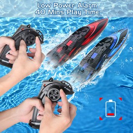 Yamaester RC Boat for Kids 2 Pack Remote Control Boats Toy with Light Waterproof with Rechargable Battery Boat for Pools Lakes Gifts Boys Girls Adults