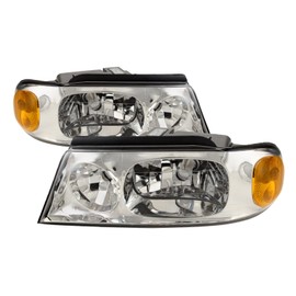 HEADLIGHTSDEPOT Chrome Housing Halogen Left and Right Headlights Pair Compatible with Holiday Rambler Neptune 2002-2005