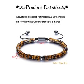Zysta Gemstone Bracelet Braided Adjustable Stretch Bead Bracelet Aventurine Tiger's Eye Bracelet Lucky Gift for Men and Women, Stone