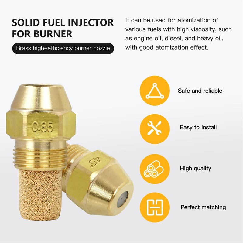 JRSHOME 2025 Upgraded .85-45B Oil Burner Nozzle Solid Flame Pattern