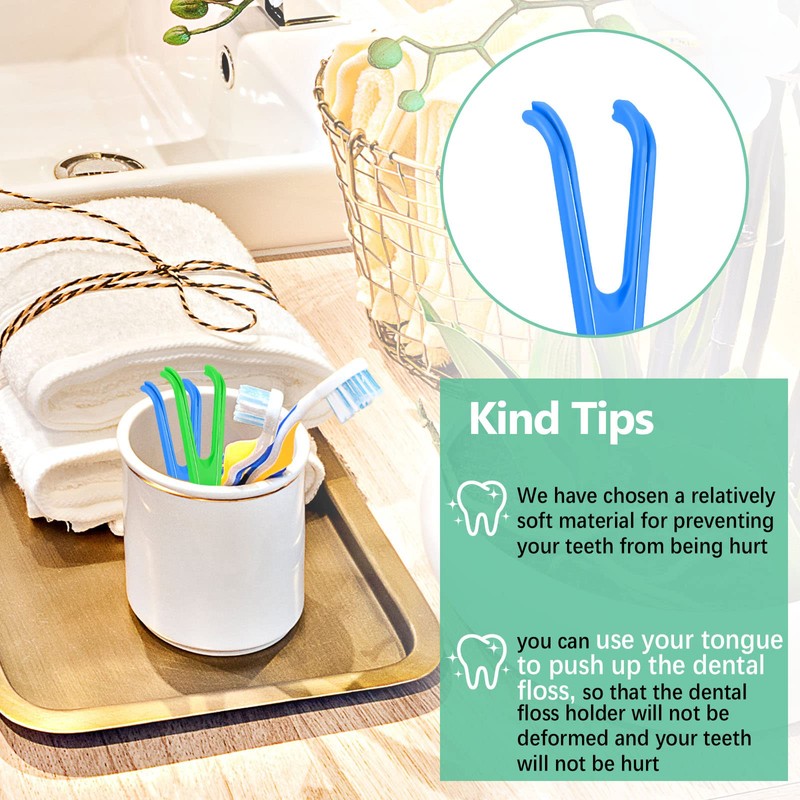 Chengu 4 Pieces Dental Floss Holder Reusable Flosser Reusable Floss