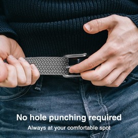 CHAOREN Mens Belt 2Pack - Mens Stretchable Braided Woven Golf Belt 1 3/8"- Elastic Canvas Fit Casual Jeans Pants