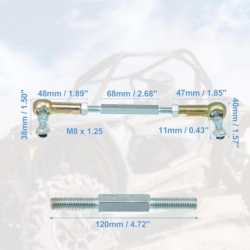 X AUTOHAUX 2pcs M8 120mm Steering Tie Rod for 50cc