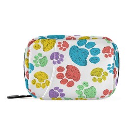 Watercolor Dog Paw Travel Pill Case Portable Weekly Pill Box Bag Container 7 Days Pill Organizer Vitamin Supplement Holder with Zipper for Family Business